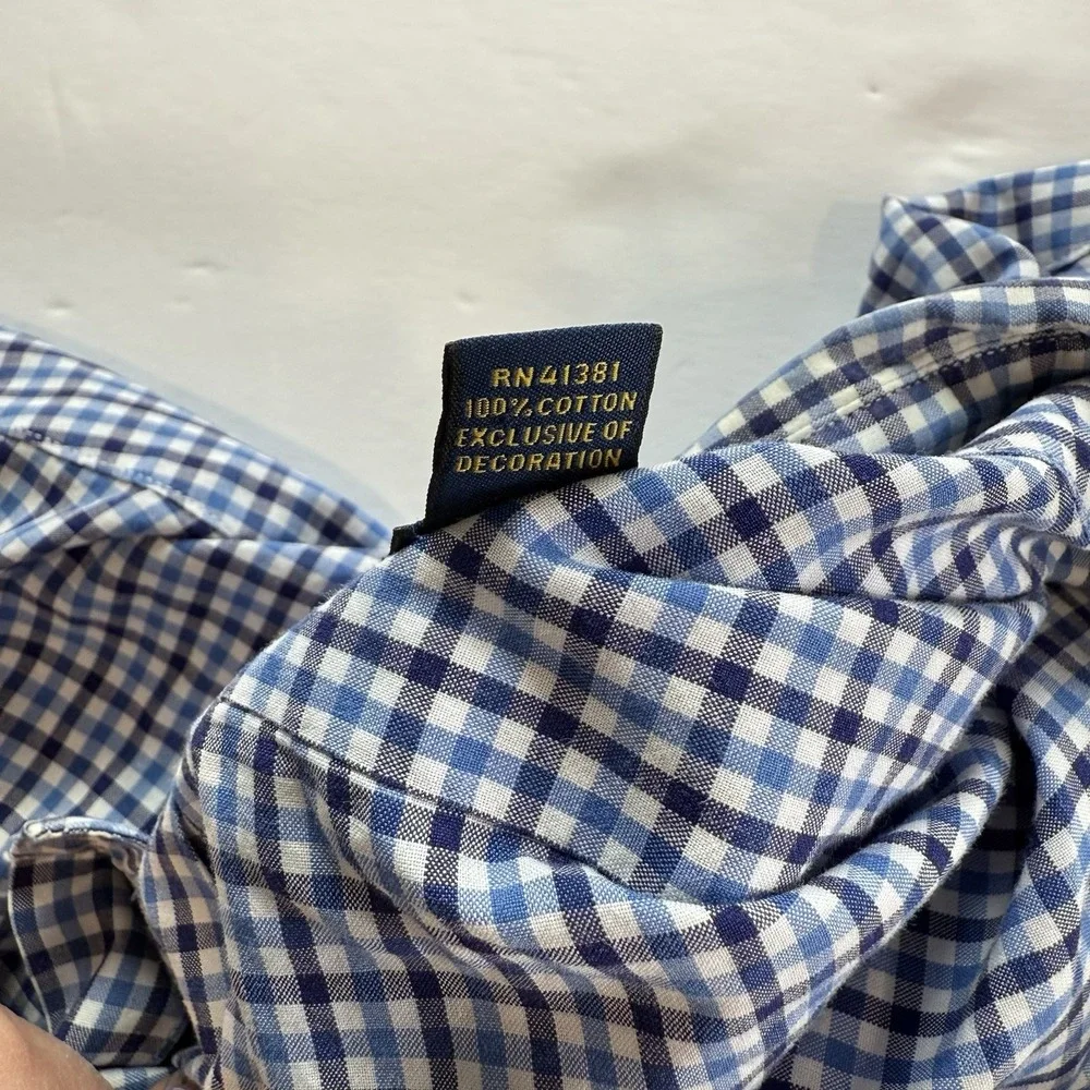 Polo Ralph Lauren Blue Check Cotton Oxford Button Down Shirt Size XL‎